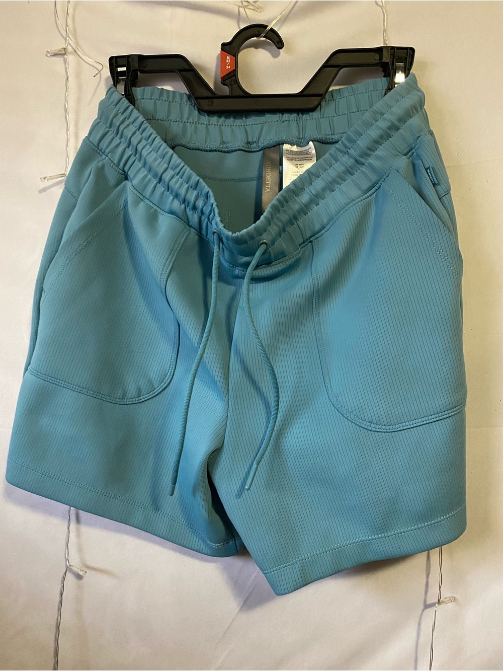 Mondetta Ribbed Drawstring Athletic Shorts - Teal Blue